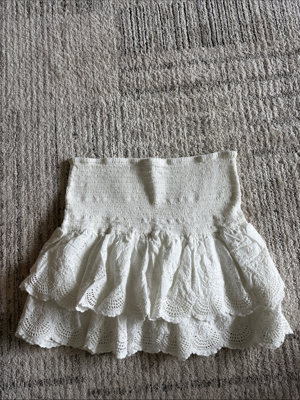 White Eyelet Tiered Mini Skirt